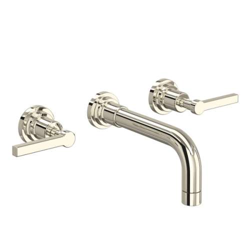 A2207LMPNTO-2 Lombardia Wall Mount Widespread Bathroom Faucet with Metal Lever Handle, Polished Nickel