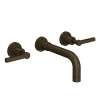 A2207LMTCBTO-2 Lombardia Wall Mount Widespread Bathroom Faucet with Metal Lever Handle, Tuscan Brass