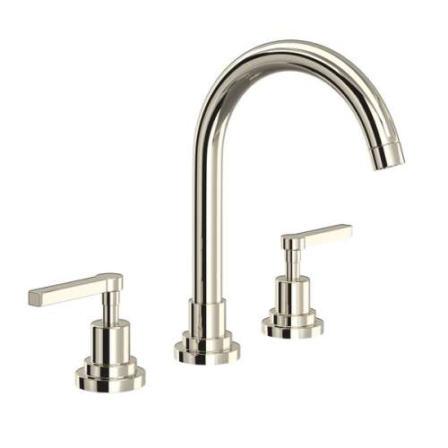 A2208LMPN-2 Lombardia C-Spout Widespread Bathroom Faucet with Metal Lever Handle, Polished Nickel