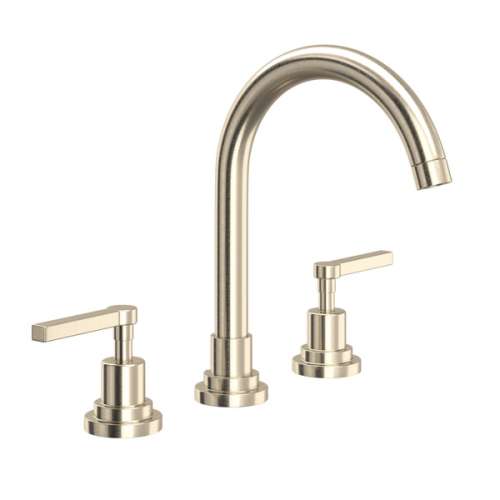 A2208LMSTN-2 Lombardia C-Spout Widespread Bathroom Faucet with Metal Lever Handle, Satin Nickel