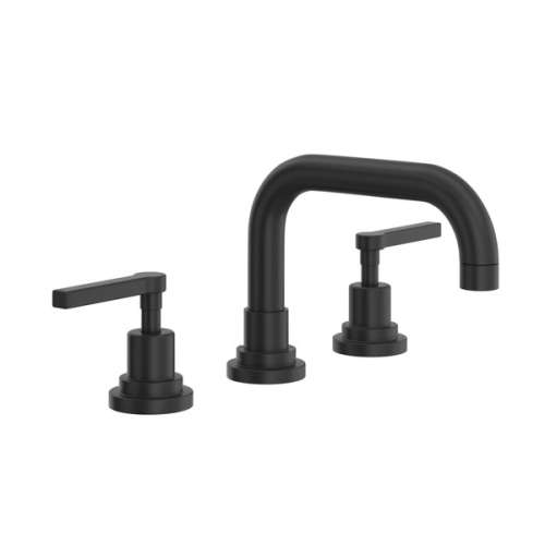 A2218LMMB-2 Lombardia U-Spout Widespread Bathroom Faucet with Metal Lever Handle, Matte Black