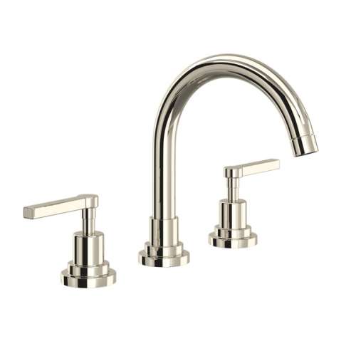 A2228LMPN-2 Lombardia C-Spout Widespread Bathroom Faucet with Metal Lever Handle, Polished Nickel