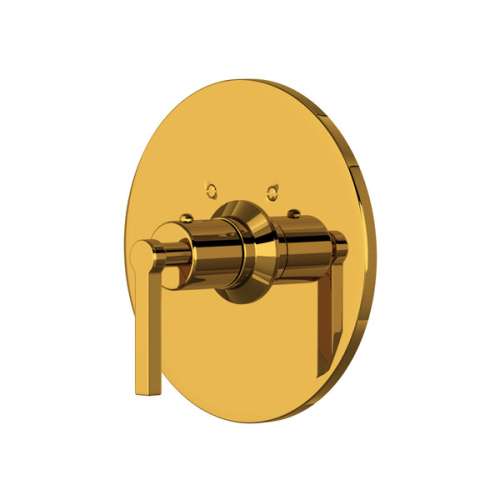 A4214LMULB Lombardia Thermostatic Trim Plate without Volume Control with Metal Lever Handle, Unlacquered Brass