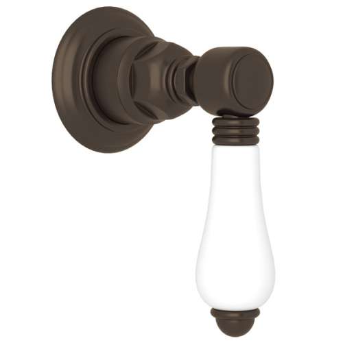 A4912LPTCBTO Trim for Volume Control and 4-Port Dedicated Diverter with White Porcelain Lever Handle, Tuscan Brass