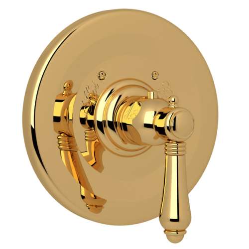 A4914LMULB Trim Plate without Volume Control with Metal Lever Handle, Unlacquered Brass