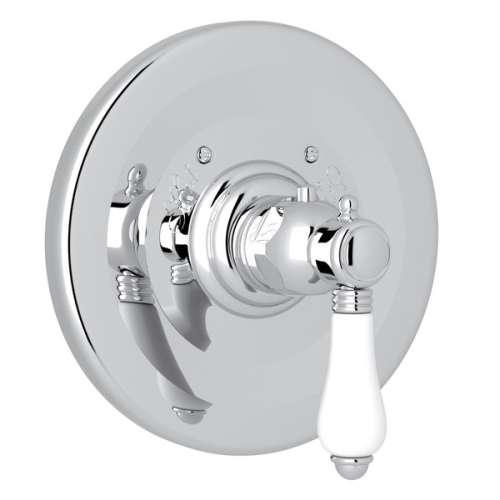 A4914LPAPC Trim Plate without Volume Control with White Porcelain Lever Handle, Polished Chrome