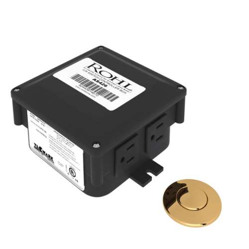 AS450ULB Air Activated Switch Button with Control Box for Waste Disposal, Unlacquered Brass