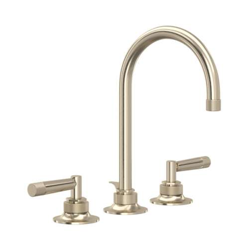 MB-2019LMSTN-2 Graceline C-Spout Widespread Bathroom Faucet with Metal Lever Handle, Satin Nickel