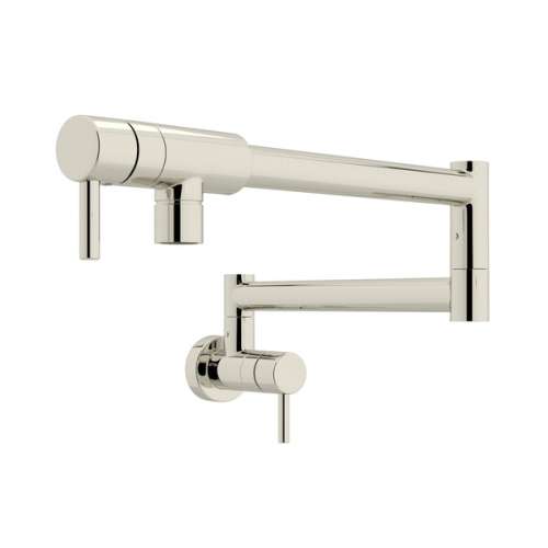 QL66L-PN-2 Modern Pot Filler with Metal Lever Handle, Polished Nickel