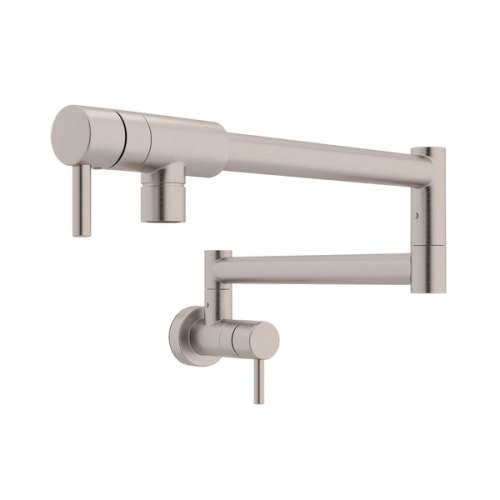 QL66L-STN-2 Modern Pot Filler with Metal Lever Handle, Satin Nickel
