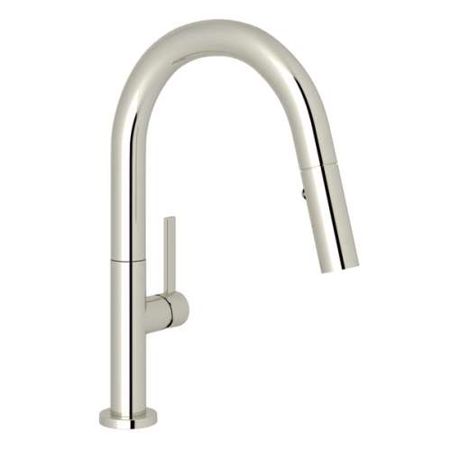 R7581SLMPN-2 Lux Modern Pulldown Bar and Food Prep Faucet with Metal Lever Handle, Polished Nickel