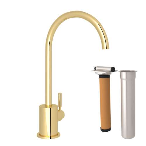 RKIT7517ULB Lux C-Spout Filter Faucet with Metal Lever Handle, Unlacquered Brass