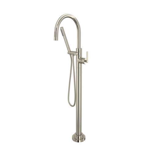 TLB06HF1LMPN Lombardia Single Hole Floor Mount Tub Filler Trim, Polished Nickel