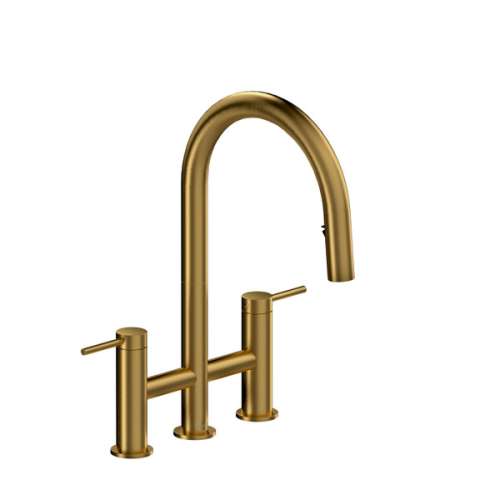 AZ400BG Azure Bridge Pulldown Kitchen Faucet, Brushed Gold