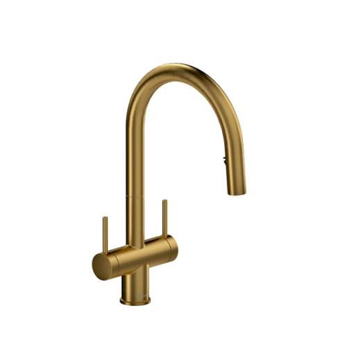 AZ801BG Azure Two Handle Pulldown Kitchen Faucet, Brushed Gold