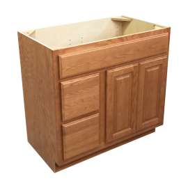 V362134.5SDLWYOAN Wesley Oak Autumn Vanity with Side Drawers