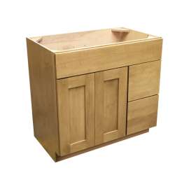 V362134.5SDRMAMCA Montana Maple Cocoa Vanity with Side Drawers