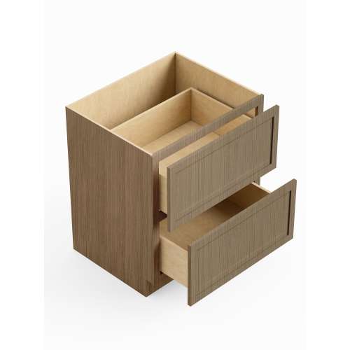 SM2DB30-RTA-FR02-TW Framington 30-in x 24-in x 35-in Ready To Assemble Latitude Two Drawer Base Cabinet, Tan Wood