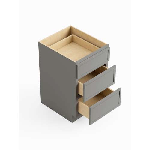 SM3DB12-ASM-FR02-LG Framington 12-in x 24-in x 35-in Assembled Latitude Three Drawer Base Cabinet, Light Grey