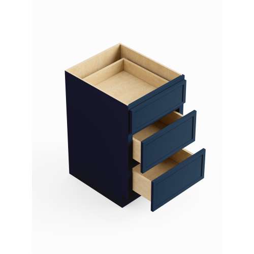 SM3DB36-RTA-FR02-NB Framington 36-in x 24-in x 35-in Ready To Assemble Latitude Three Drawer Base Cabinet, Navy Blue