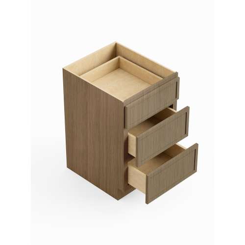SM3DB12-ASM-FR02-TW Framington 12-in x 24-in x 35-in Assembled Latitude Three Drawer Base Cabinet, Tan Wood