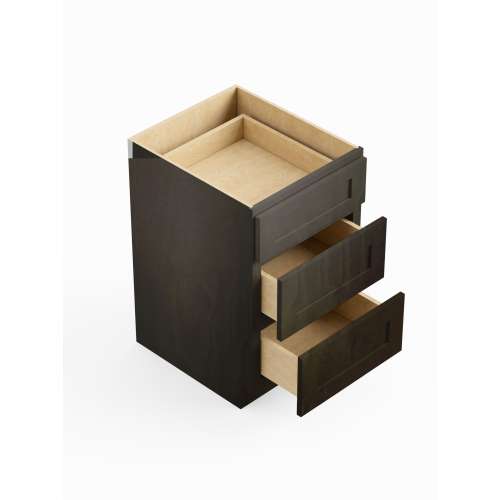 SM3DB30-ASM-FR01-SG Framington 30-in x 24-in x 35-in Assembled Remington Three Drawer Base Cabinet, Smokey Grey