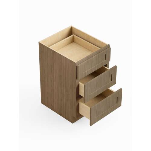 SM3DB21-ASM-FR01-TW Framington 21-in x 24-in x 35-in Assembled Remington Three Drawer Base Cabinet, Tan Wood