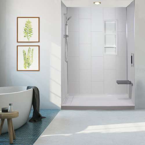 SMPWK603672-231 Pioneer 60-in x 36-in x 72-in 3-Piece Shower Wall Kit, White (12-in x 24-in Vertical Pattern)