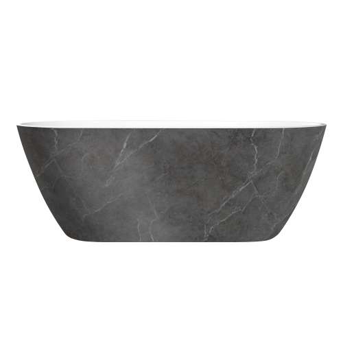 SMAFTF6729-G31M40 Flora Grande 67-in x 30-in x 23-in Freestanding Acrylic Bathtub With Center Drain, Marble Grey/White (Gloss)