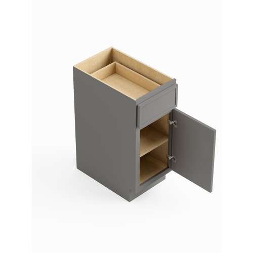 SMB12R-ASM-FR02-LG Framington 12-in x 24-in x 35-in Assembled Latitude Single Door Single Drawer Base Cabinet With Right-Hand Opening Door, Light Grey