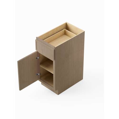 SMB21L-ASM-FR02-TW Framington 21-in x 24-in x 35-in Assembled Latitude Single Door Single Drawer Base Cabinet With Left-Hand Opening Door, Tan Wood