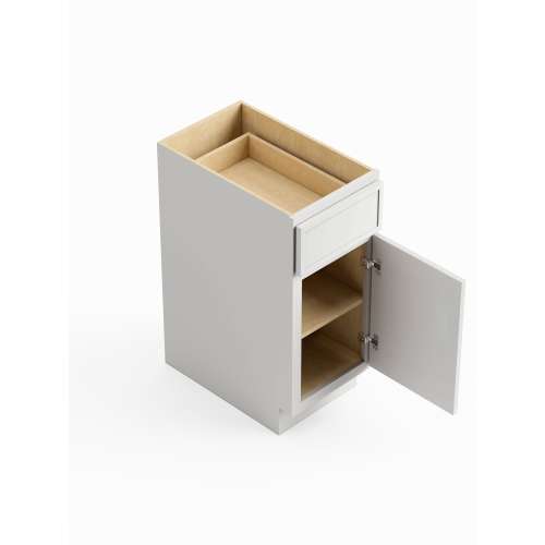 SMB12R-ASM-FR02-WH Framington 12-in x 24-in x 35-in Assembled Latitude Single Door Single Drawer Base Cabinet With Right-Hand Opening Door, White