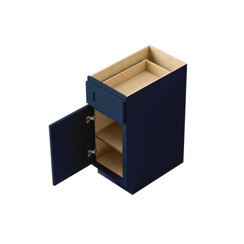 SMB18L-ASM-FR01-NB Framington 18-in x 24-in x 35-in Assembled Remington Single Door Single Drawer Base Cabinet With Left-Hand Opening Door, Navy Blue