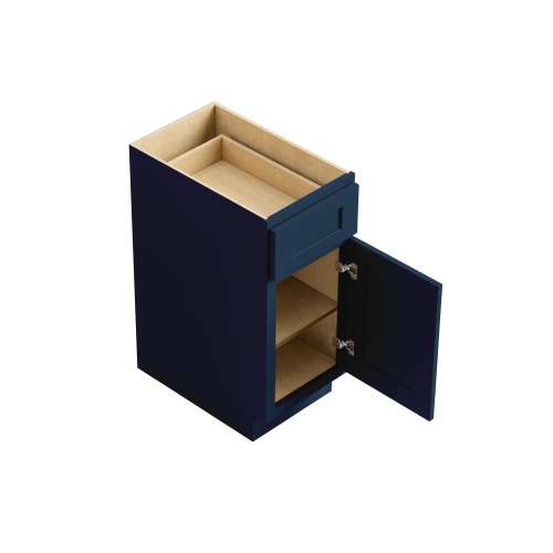 SMB12R-ASM-FR01-NB Framington 12-in x 24-in x 35-in Assembled Remington Single Door Single Drawer Base Cabinet With Right-Hand Opening Door, Navy Blue