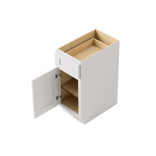 SMB21L-ASM-FR01-WH Framington 21-in x 24-in x 35-in Assembled Remington Single Door Single Drawer Base Cabinet With Left-Hand Opening Door, White