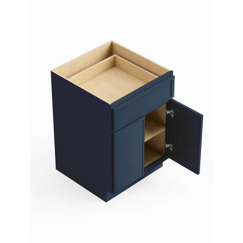 SMB27-RTA-FR02-NB Framington 27-in x 24-in x 35-in Ready To Assemble Latitude Double Door Single Drawer Base Cabinet, Navy Blue