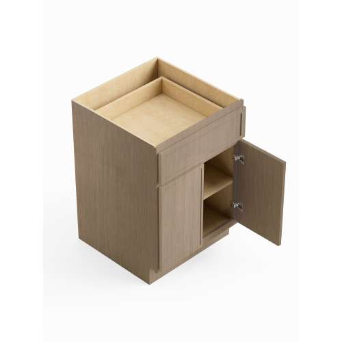 SMB24-RTA-FR02-TW Framington 24-in x 24-in x 35-in Ready To Assemble Latitude Double Door Single Drawer Base Cabinet, Tan Wood
