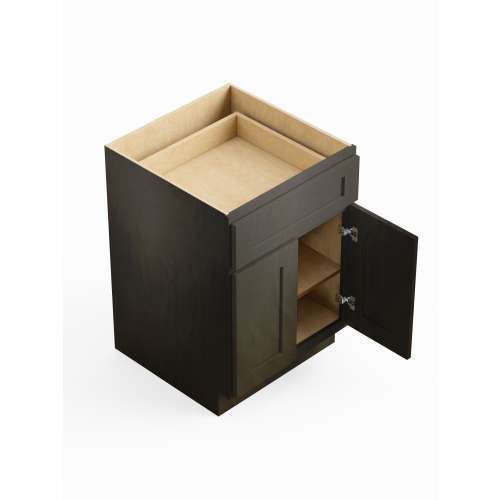 SMB27-RTA-FR01-SG Framington 27-in x 24-in x 35-in Ready To Assemble Remington Double Door Single Drawer Base Cabinet, Smokey Grey