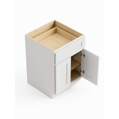 SMB27 Framington 27-in x 24-in x 35-in Ready To Assemble Remington Double Door Single Drawer Base Cabinet, White