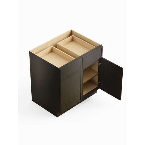 SMB33-ASM-FR02-SG Framington 33-in x 24-in x 35-in Assembled Latitude Double Door Double Drawer Base Cabinet, Smokey Grey