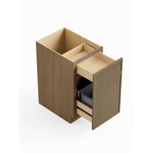 SMBWB18-D-ASM-FR02-TW Framington 18-in x 24-in x 35-in Assembled Latitude Double Trash Can Pull-Out Base Cabinet, Tan Wood