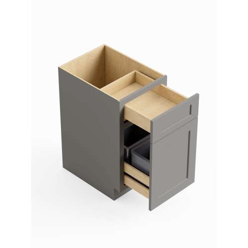 SMBWB18-D-RTA-FR01-LG Framington 18-in x 24-in x 35-in Ready To Assemble Remington Double Trash Can Pull-Out Base Cabinet, Light Grey