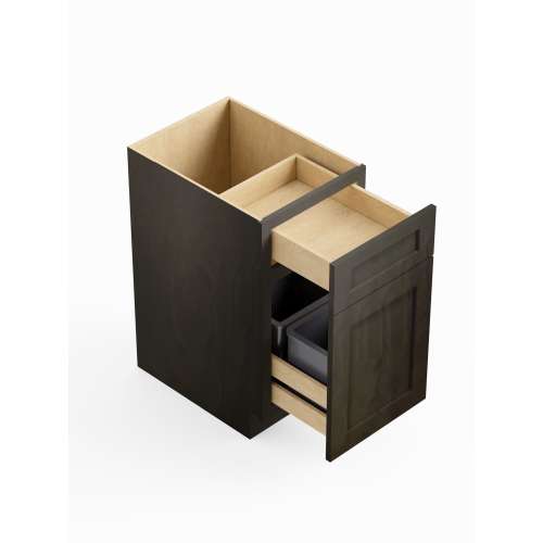 SMBWB18-D-ASM-FR01-SG Framington 18-in x 24-in x 35-in Assembled Remington Double Trash Can Pull-Out Base Cabinet, Smokey Grey