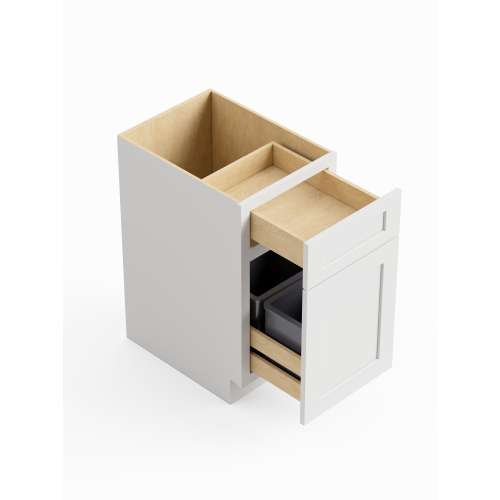 SMBWB18-D-ASM-FR01-WH Framington 18-in x 24-in x 35-in Assembled Remington Double Trash Can Pull-Out Base Cabinet, White
