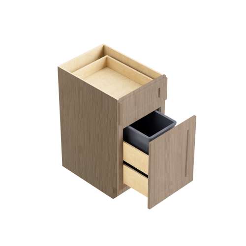 SMBWB15-RTA-FR01-TW Framington 15-in x 24-in x 35-in Ready To Assemble Remington Single Trash Can Pull-Out Base Cabinet, Tan Wood