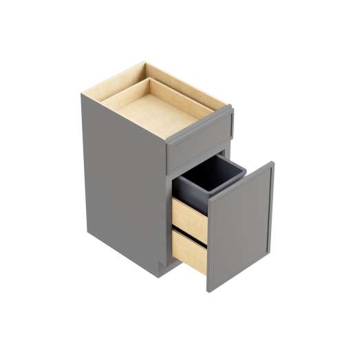 SMBWB15-ASM-FR02-LG Framington 15-in x 24-in x 35-in Assembled Latitude Single Trash Can Pull-Out Base Cabinet, Light Grey