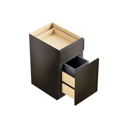 SMBWB15-ASM-FR02-SG Framington 15-in x 24-in x 35-in Assembled Latitude Single Trash Can Pull-Out Base Cabinet, Smokey Grey