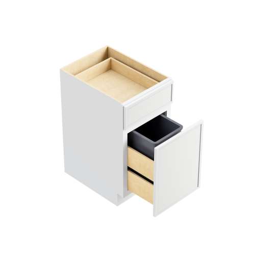 SMBWB15-ASM-FR02-WH Framington 15-in x 24-in x 35-in Assembled Latitude Single Trash Can Pull-Out Base Cabinet, White