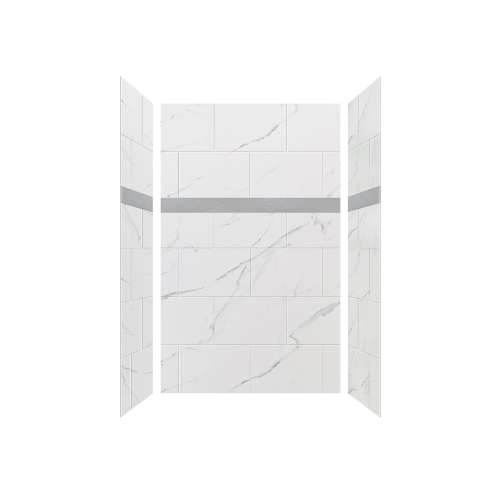 SMSDWK603696-60-GD Silhouette 60-in x 36-in x 96-in Shower Wall Kit With Grey Wonderland 3D Garden Deco Strip, Dolomite (16-in x 24-in Horizontal Tile Pattern)