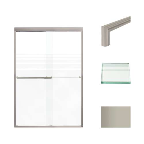 SMFBPT487008F-T-BS Franklin 47-in x 70-in By-Pass Shower Door With 5/16-in Frost Glass And Tyler Handles, Brushed Stainless